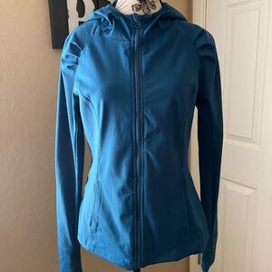Yogalicious Lux Lightweight Fitted Athletic Hooded Full Zip Up - Sz M